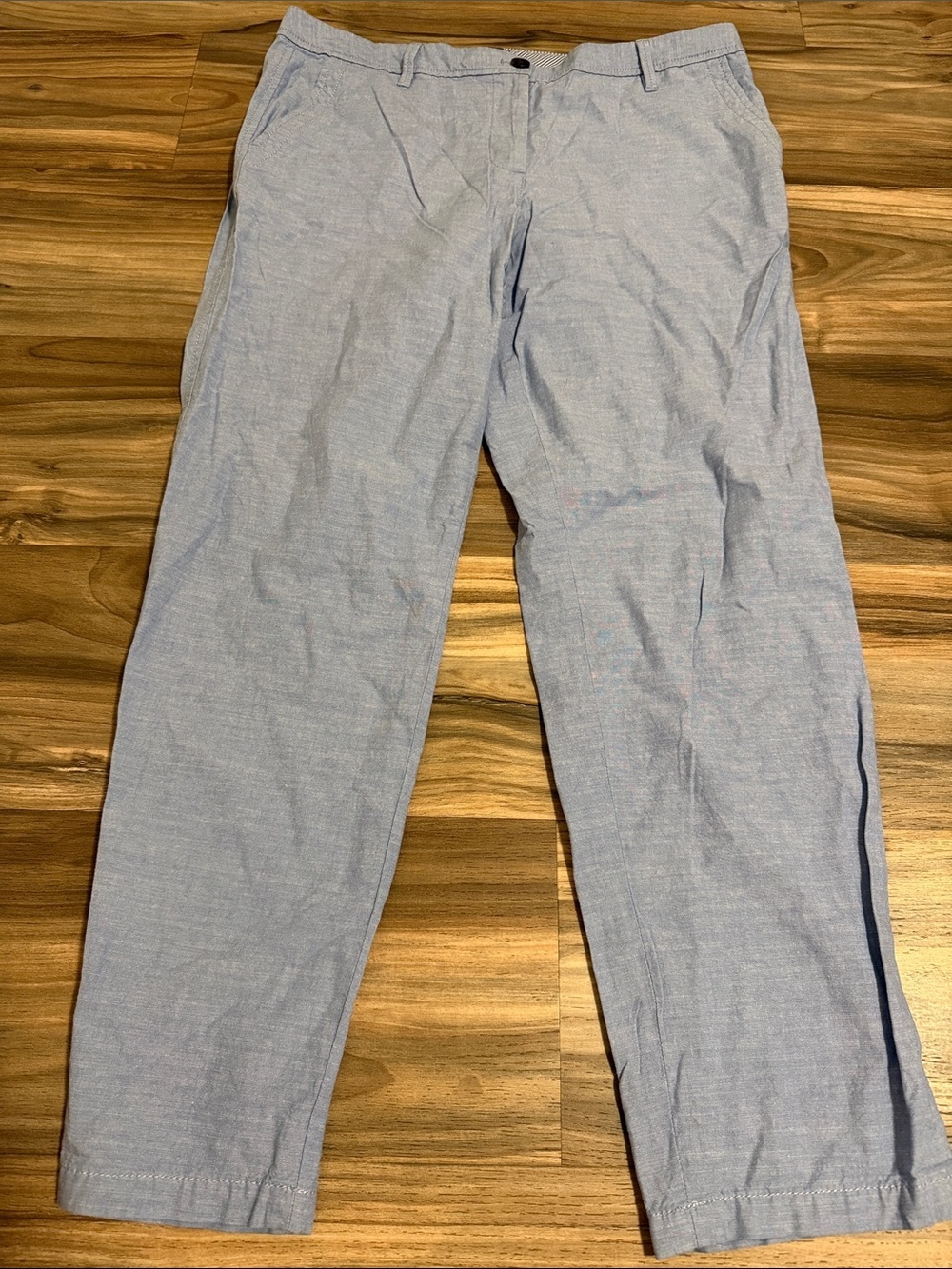 Talbots Relaxed Chino Pants Chambray Blue Womens 10 100% Cotton Coastal Beachy